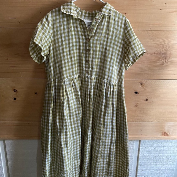 notPERFECTLINEN Dresses & Skirts - NPL lime gingham maxi mama dress